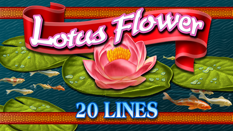 Lotus Flower title artwork with a lotus, lily pads, and fish