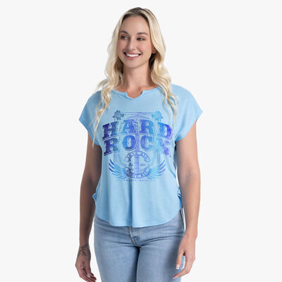 Cross Guitars Dreamboat V-Neck Tee in Summer Sky