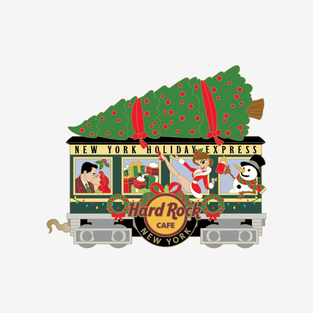 Limited Edition New York Holiday Train and Tree Pin image number 1
