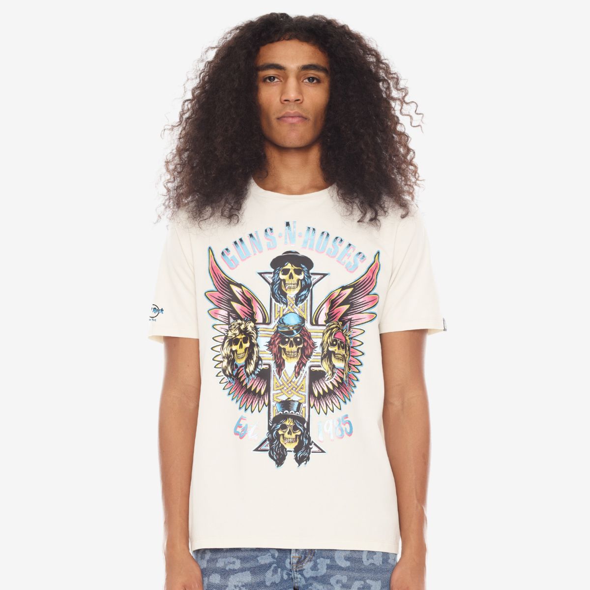 Hard Rock x Cult GNR Metallic Tee in Winter White image number 1