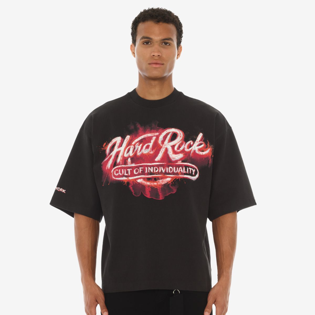 Hard Rock x Cult Graffiti Boxy Oversized Tee in Gunmetal Gray image number 1